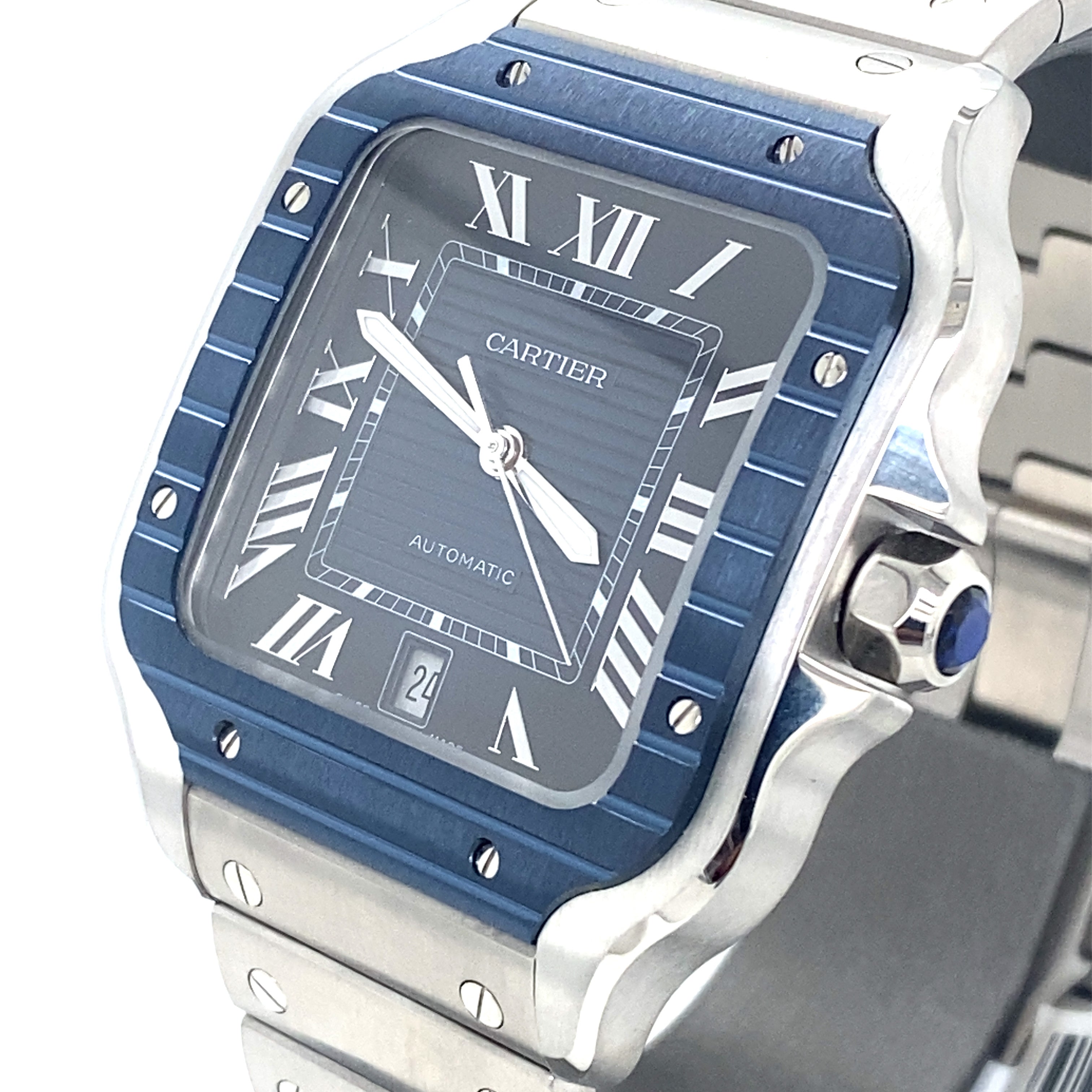 Cartier santos outlet 100 blue dial