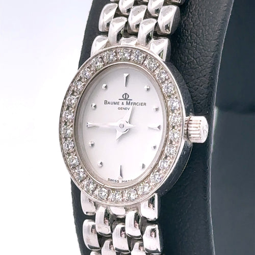 Baume & Mercier Geneve MX000M7L 14k W/g Diamond white dial 15mm Quartz watch ; philadelphia