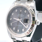 Pre-Owned Rolex Datejust 41mm Stainless Steel Watch 126334 Gold Fluted bezel