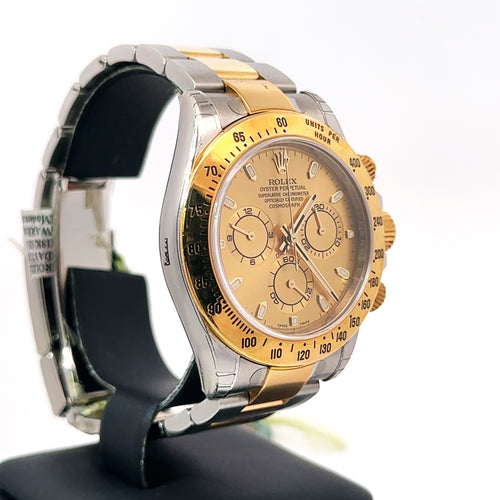 Pre-Owned Rolex Daytona 40mm 2 tone 18k Yellow Gold Watch 116523, 18k Gold Bezel