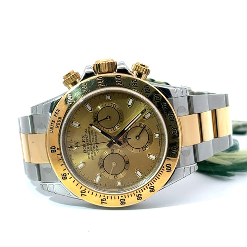 Pre-Owned Rolex Daytona 40mm 2 tone 18k Yellow Gold Watch 116523, 18k Gold Bezel