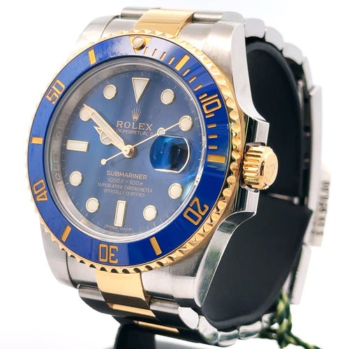 Pre-Owned Rolex Submariner Date 40mm 2 Tone Watch 116613 Blue Dial Ceramic bezel