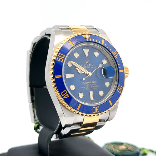 Pre-Owned Rolex Submariner Date 40mm 2 Tone Watch 116613 Blue Dial Ceramic bezel