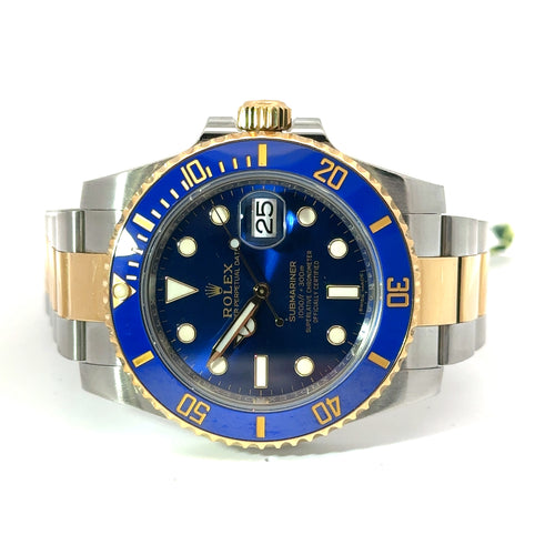 Pre-Owned Rolex Submariner Date 40mm 2 Tone Watch 116613 Blue Dial Ceramic bezel