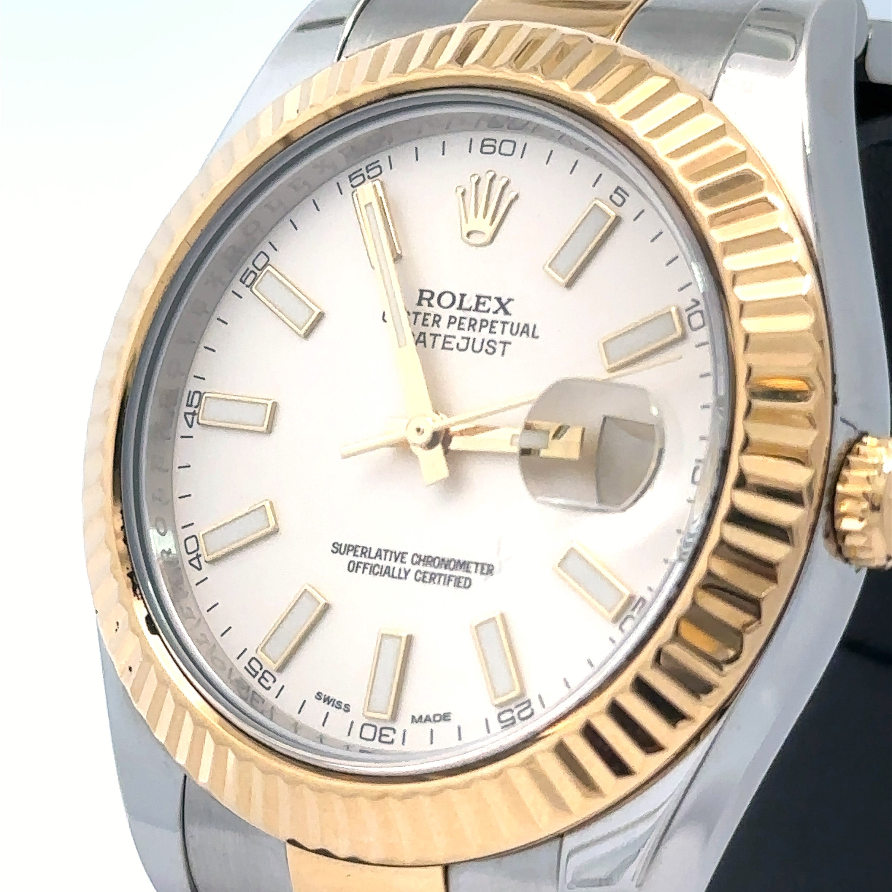 Pre Owned Rolex Datejust II 41mm 2 tone 18k Yellow Gold Watch 116333 Fluted bezel