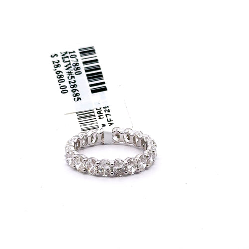 14K White Gold 3.00CT Oval Cut Diamond Eternity Band, 2.5gm, Size 6 S107880