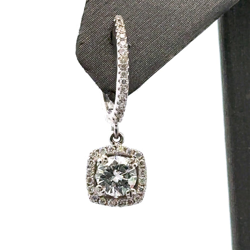 14k White Gold 1.00 CT Diamond Ladies Drop Earrings, 2.8gm, S100278