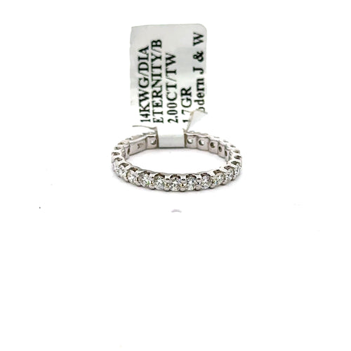 14k White Gold 1.85 CT Diamond Eternity Ladies Wedding Band Size 5.75,  S105862