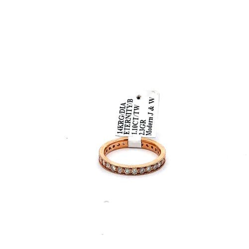 14k Rose Gold .95 CT Diamond eternity Ladies Band, 2.3g, Size 6.25, S104734