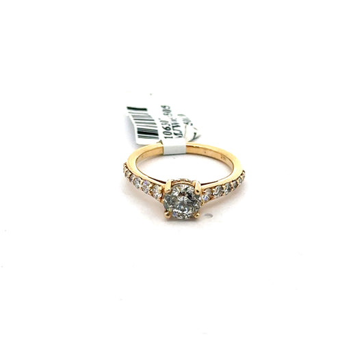 14K Yellow Gold 1.35CT Round Cut Diamond Engagement Ring, Size 6, 3.3G S106307