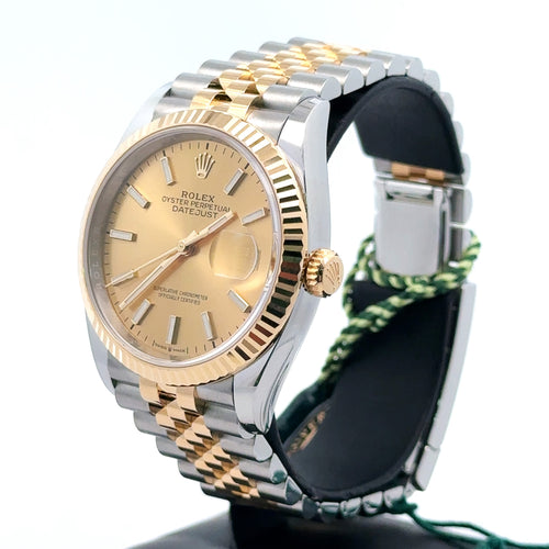 Brand New Rolex Datejust 36mm 2 tone 18k Yellow Gold Watch 126233, Fluted bezel