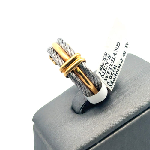 18k Yellow Gold & Stainless Steel Men's Wedding Band, Size - 8.5, 5gm S100687