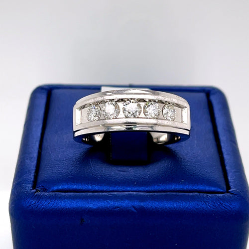 14k White Gold 1.00 CT Diamond Men's Wedding Band, 9.2g, Size 11.5