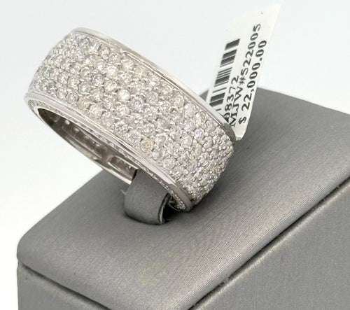 14k White Gold 2.50CT Diamond Men's Pave Band, 12g, Size 10.5, S108372