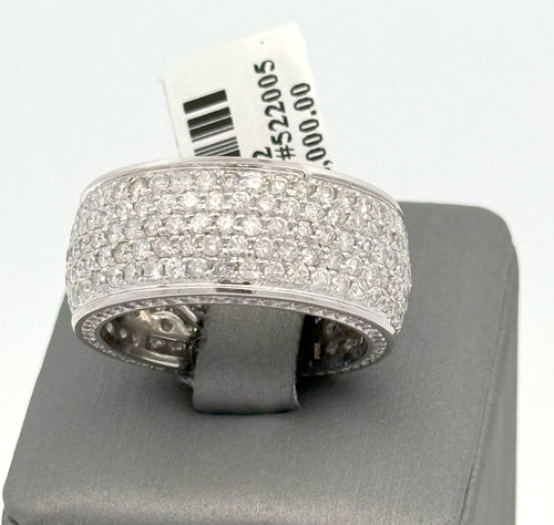 14k White Gold 2.50CT Diamond Men's Pave Band, 12g, Size 10.5, S108372