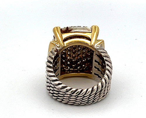 David Yurman 18K Gold and Silver Pave Wheaton Collection Ring S108184