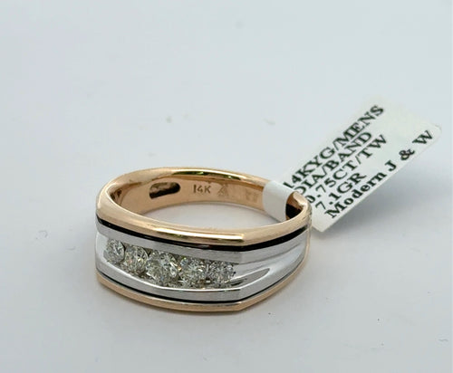 14k Two Tone Gold 0.50 CT Diamond Men's, 7.1gm, Size 10, S108207