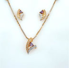 22K Two Tone Gold Chain Necklace and Earrings Set, Length 18", 11.6gm