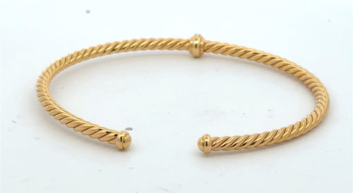 David Yurman 18K Yellow Gold &Diamonds Classic Cablespira Station Bracelet 3mm