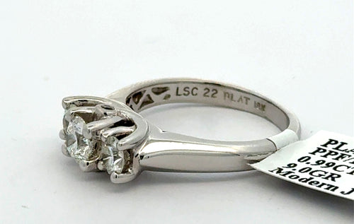 Platinum 0.99 CT Diamond Engagement Ring, 9.0g, Size 7, S108271