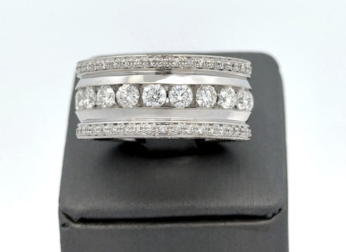 14k White Gold 4.00 CT Diamond Men's Band, 27.1g, Size 11.5, S108269