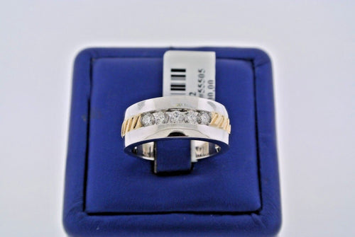 14k Two Tone Gold 1.00 CT Diamond Men's Wedding Band, 11.8gm, Size 10