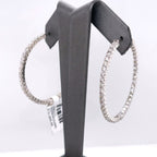 14k White Gold 4.50 CT Diamond Inside Out Hoop Earrings, 12.2g, 1.5",