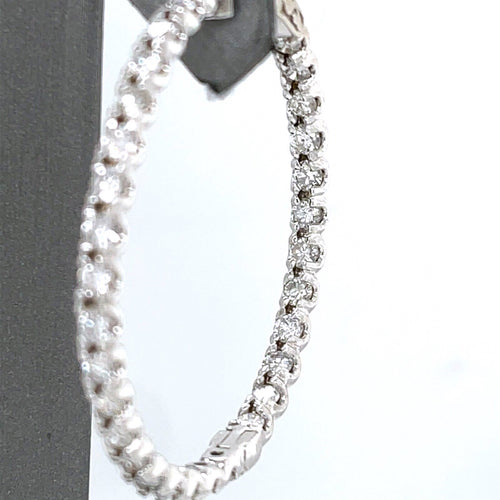 14K White Gold 5.80 CT Diamond Inside Out Hoop Earrings, 12.8gm,
