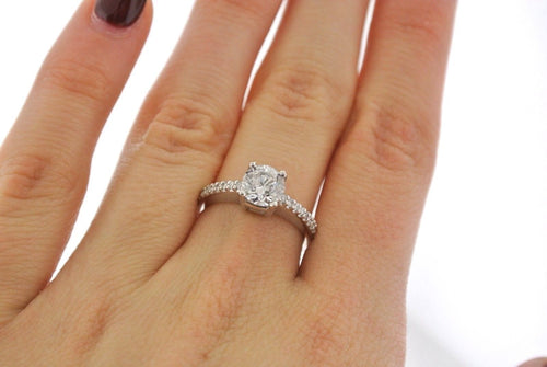 18k White Gold 1.50 CT Diamond Engagement Ring, 4.4gm, Size 5.5