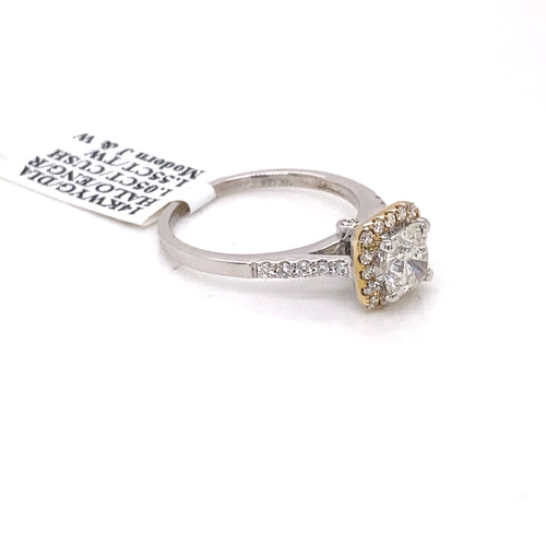 14k White Gold 1.55 CT Cushion Diamond Engagement Ring
