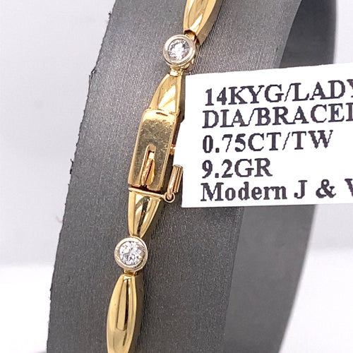 14k Yellow Gold 0.75 Ct Diamond Ladies Bracelet