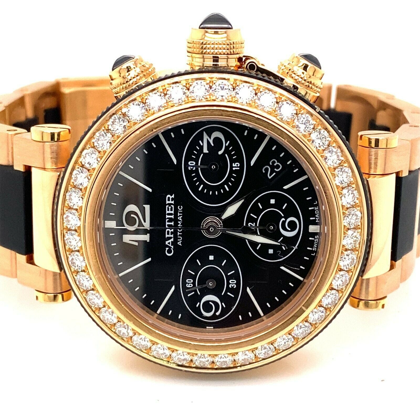 Cartier Pasha Seatimer Chronograph 18k Pink Gold Diamond MJ13000M