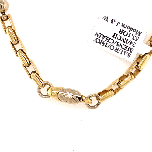 Sauro Designer 18k Yellow Gold Men's Chain Necklace