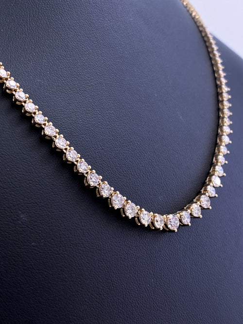 14k Yellow Gold 8.50 CT Diamond Riviera Tennis Necklace