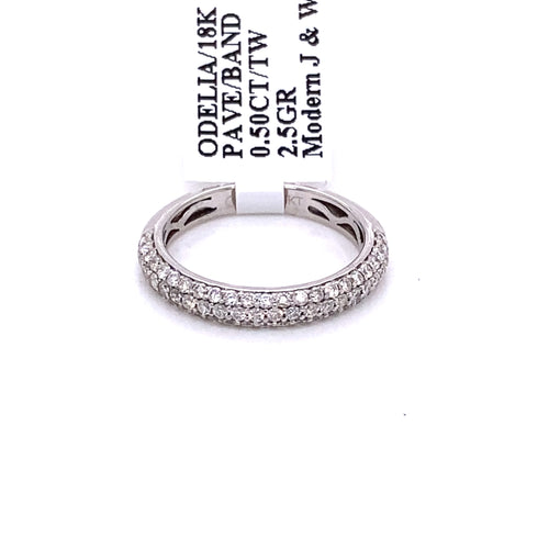 Odelia 18k White Gold 0.50 CT Diamond Pave Wedding Band