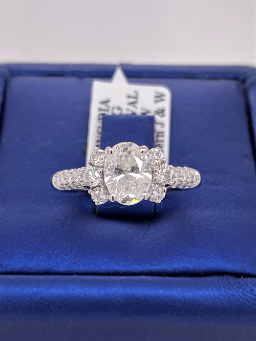 14k White Gold 1.75 CT Diamond Oval Cut Engagement Ring