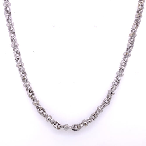 14k White Gold Fancy Men's Chain Necklace