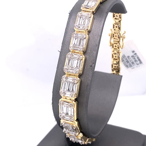 14k Yellow Gold 7.50 CT Baguette Diamond Bracelet