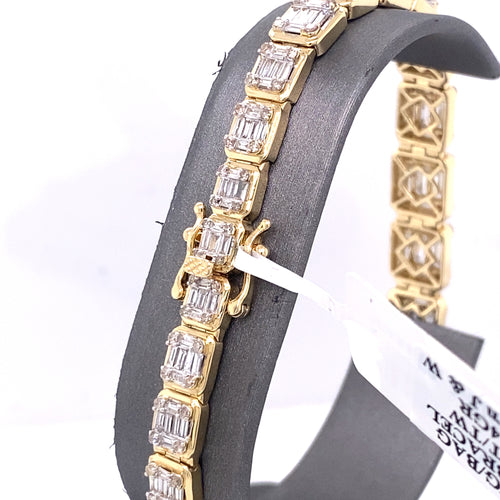 14k Yellow Gold 7.50 CT Baguette Diamond Bracelet