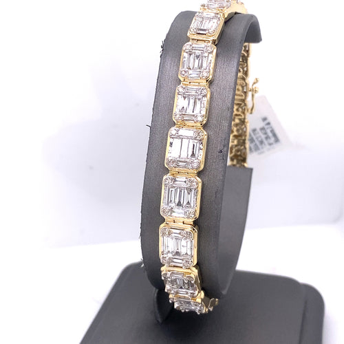 14k Yellow Gold 7.50 CT Baguette Diamond Bracelet