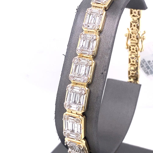 14k Yellow Gold 7.50 CT Baguette Diamond Bracelet