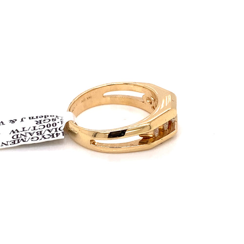 14k Yellow Gold 1.00 CT Diamond Men's Band