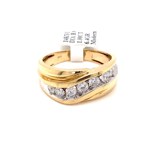 14k Yellow Gold 1.00 CT Diamond Men's Band