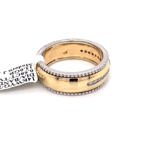 14k Two Tone Gold 0.58 CT Diamond Men's Fancy Band