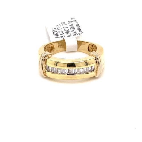 14k Two Tone Gold 0.80 CT Princess Cut Diamond Band