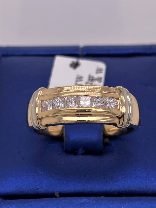 14k Two Tone Gold 0.80 CT Princess Cut Diamond Band