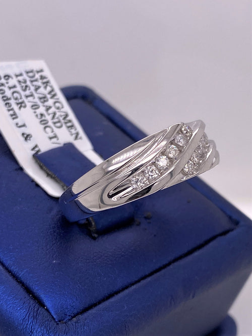 14k White Gold 0.50 CT Diamond Men's Wedding Band