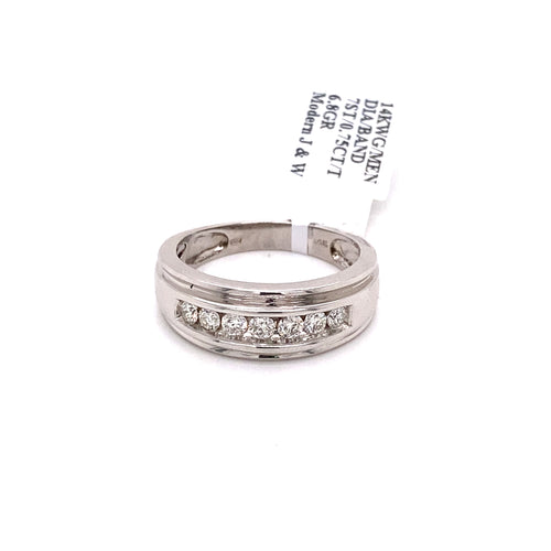 14k White Gold 0.75 CT Diamond Men's Wedding Band