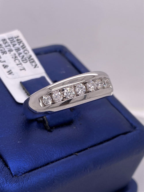 14k White Gold 0.75 CT Diamond Men's Wedding Band