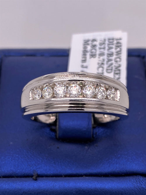 14k White Gold 0.75 CT Diamond Men's Wedding Band